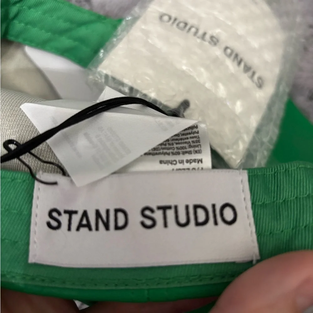 Stand Studio Bright Kelly Green Cia Faux Leather Grained Baseball Cap One Size